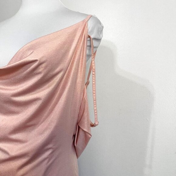 HOUSE OF CB LEONETTA METALLIC PINK COWL NECK OPEN BACK EVENING FORMAL DRESS - S - Picture 5 of 12